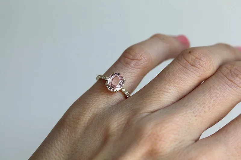 Bay Peach Sapphire Diamond Ring view 4