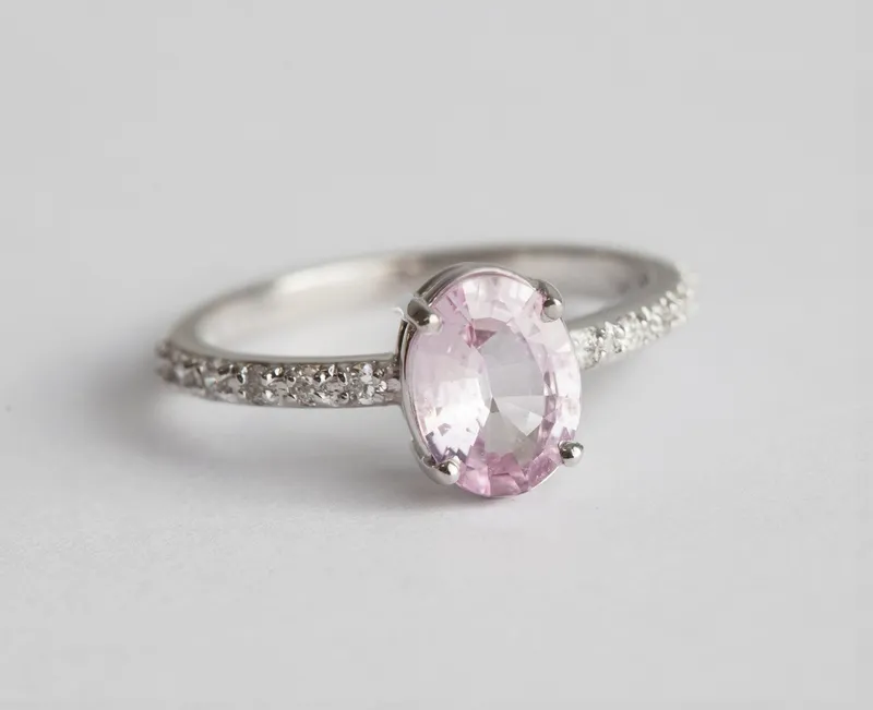 Bay Peach Sapphire Diamond Ring view 5
