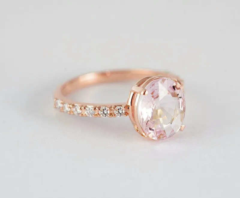 Bay Peach Sapphire Diamond Ring view 6