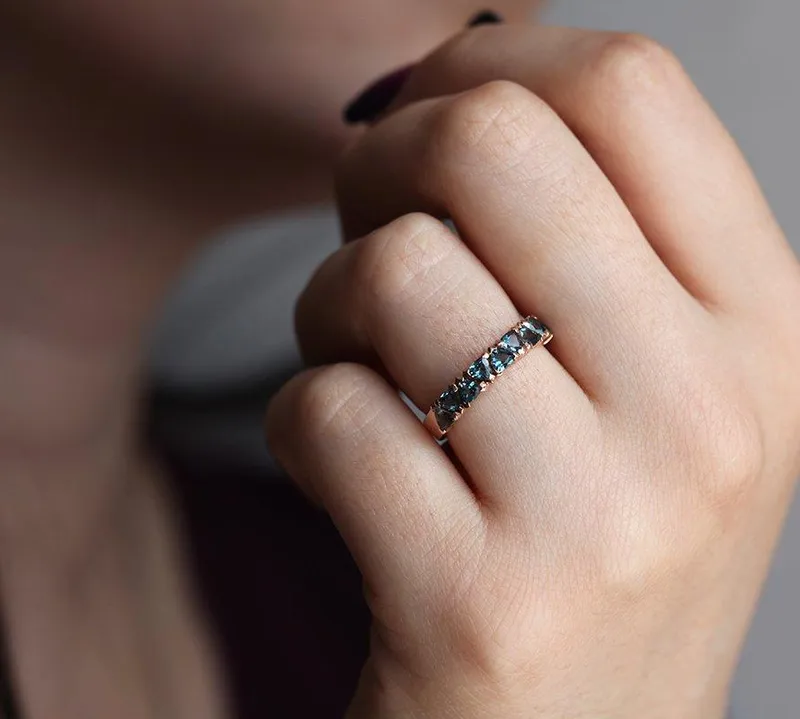 BEAU LONDON BLUE TOPAZ RING, BLUE WEDDING BAND vy 2