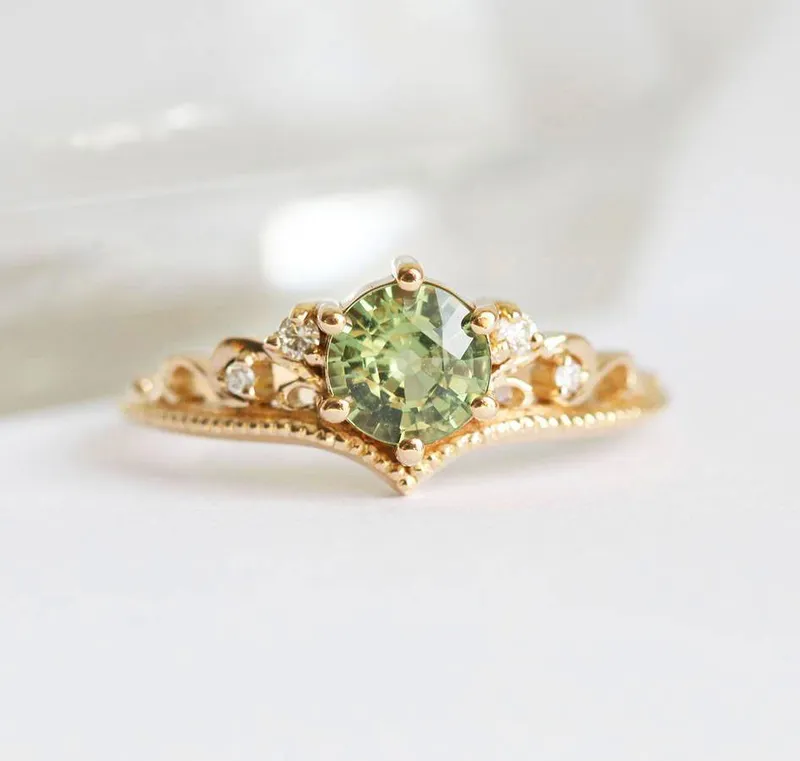 Bella Green Sapphire Diamond Ring vy 7