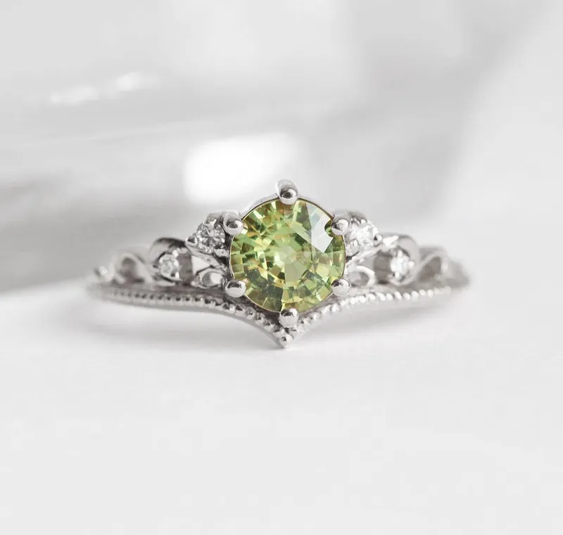 Bella Green Sapphire Diamond Ring vy 8