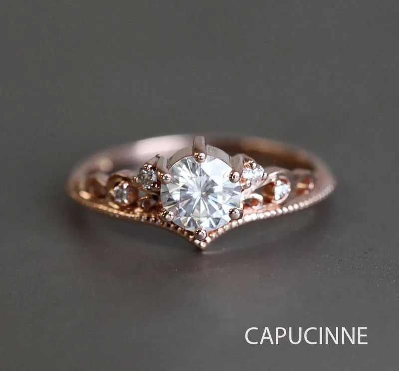 BELLA ROUND MOISSANITE & DIAMOND RING vy 4