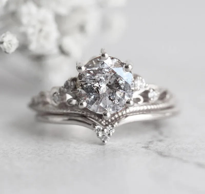 BELLA ROUND SALT & PEPPER DIAMOND RING view 12