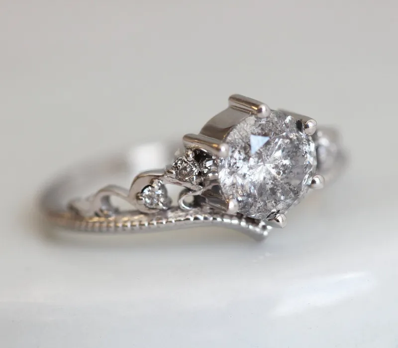 BELLA ROUND SALT & PEPPER DIAMOND RING view 2