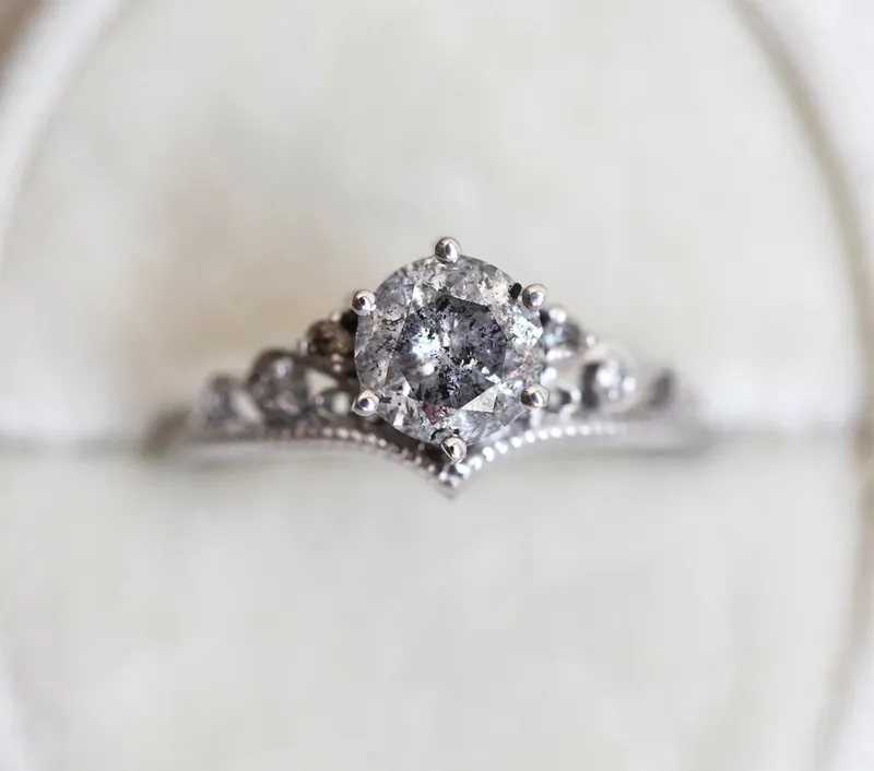 BELLA ROUND SALT & PEPPER DIAMOND RING view 5