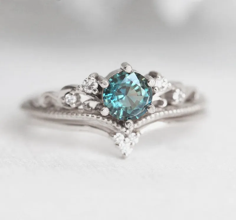 BELLA TEAL SAPPHIRE DIAMOND RING vy 9