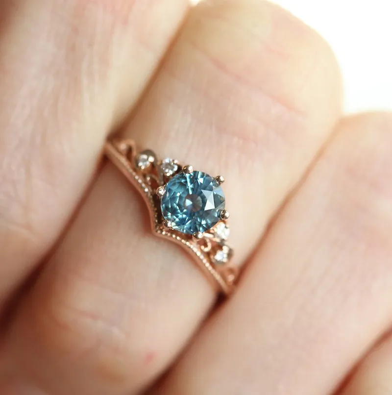 BELLA TEAL SAPPHIRE DIAMOND RING vy 3