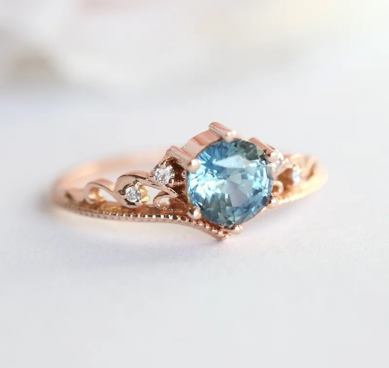 BELLA TEAL SAPPHIRE DIAMOND RING vy 4