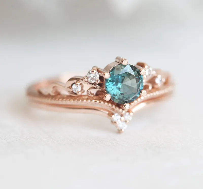 BELLA TEAL SAPPHIRE DIAMOND RING vy 7