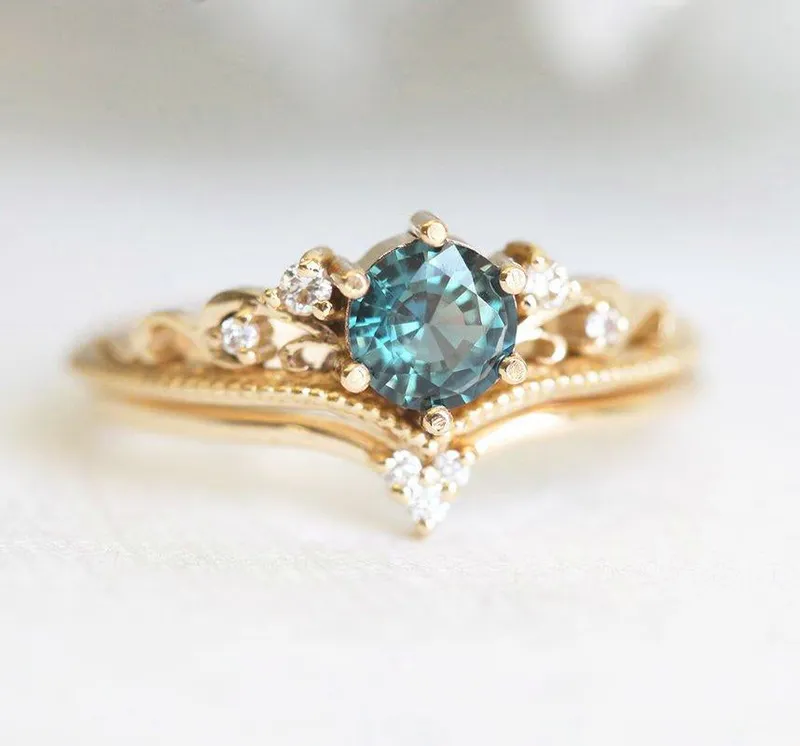 BELLA TEAL SAPPHIRE DIAMOND RING vy 8