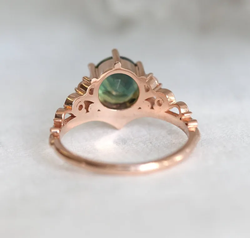 BELLA VINTAGE GREEN SAPPHIRE RING view 3