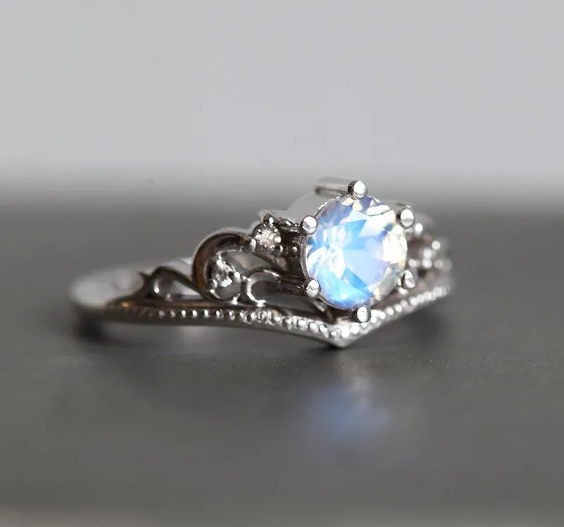 BELLA VINTAGE-INSPIRED MOONSTONE ENGAGEMENT RING view 2
