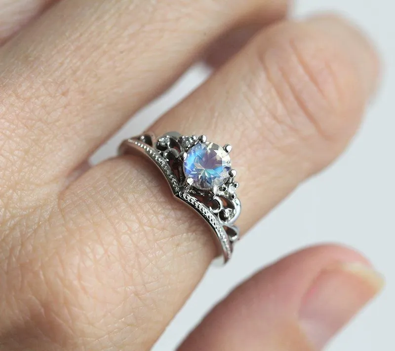 BELLA VINTAGE-INSPIRED MOONSTONE ENGAGEMENT RING view 3