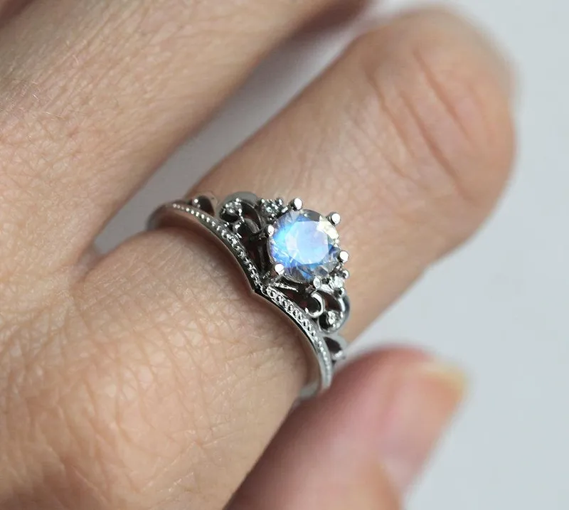 BELLA VINTAGE-INSPIRED MOONSTONE ENGAGEMENT RING view 4