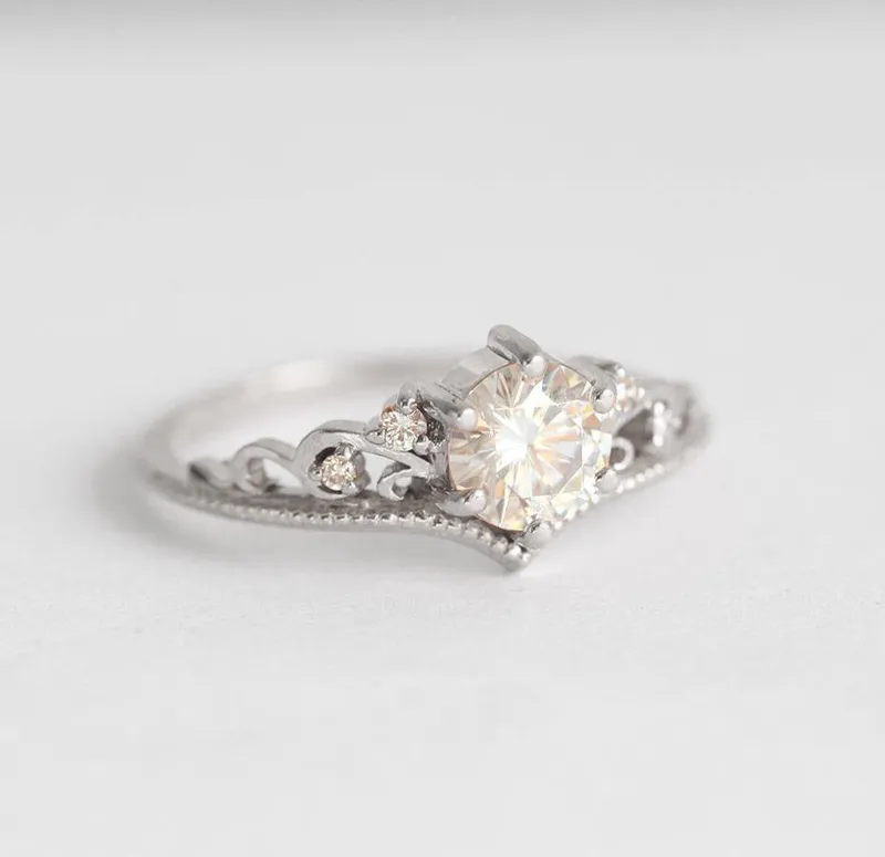 BELLA VINTAGE MOISSANITE AND DIAMOND RING view 11