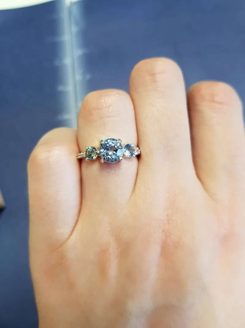 Bellamy Round Sapphire Cluster Ring blue sapphire round cut engagement ring