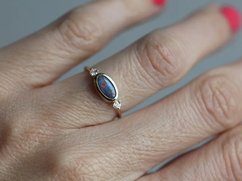 Beth Oval Opal Ring view 3