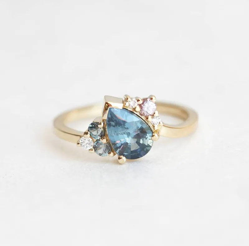 BEVAN PEAR SAPPHIRE CLUSTER RING blue sapphire pear cut engagement ring