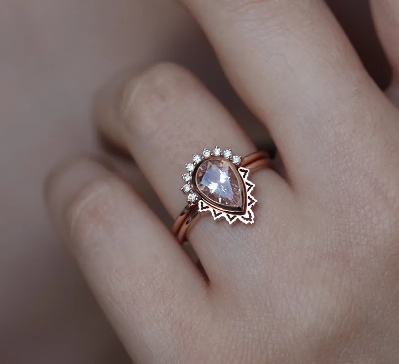 Beylee Pear Morganite Ring Set view 2