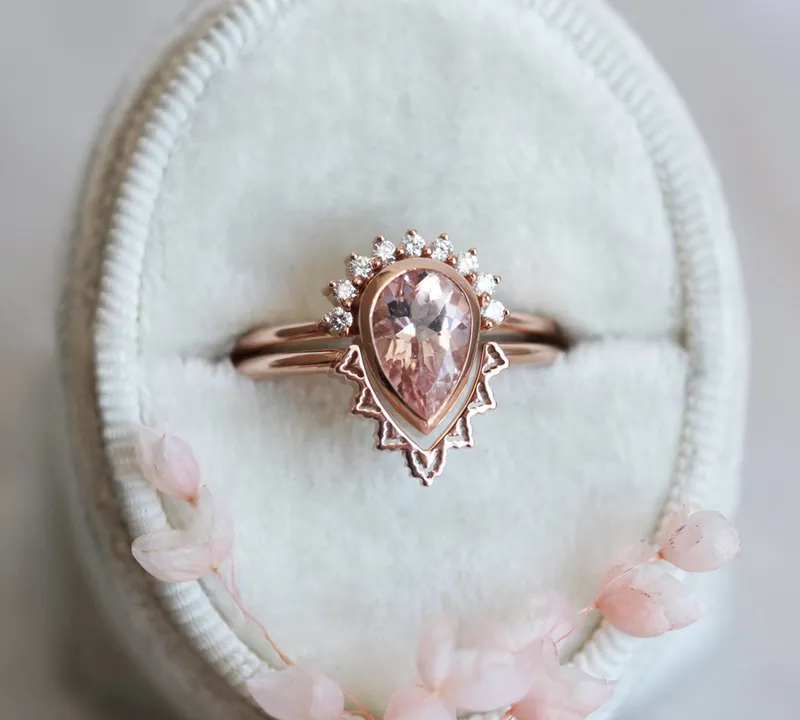 Beylee Pear Morganite Ring Set view 3