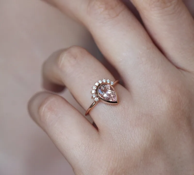 Beylee Pear Morganite Ring Set view 4