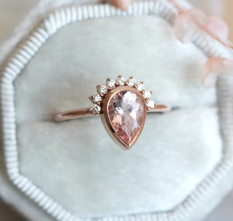 Beylee Pear Morganite Ring Set view 5