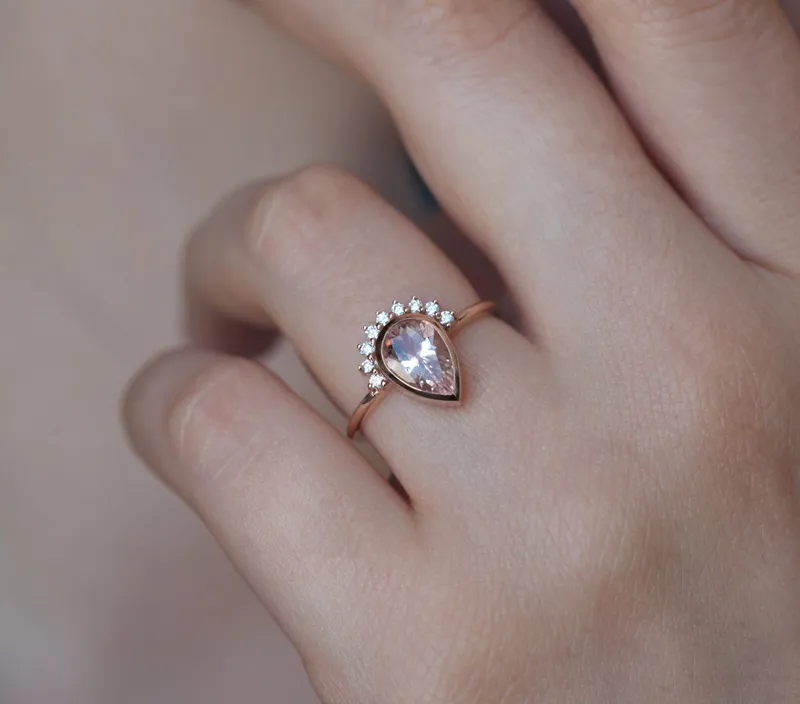Beylee Pear Morganite Ring Set view 6