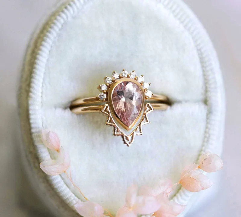 Beylee Pear Morganite Ring Set view 8