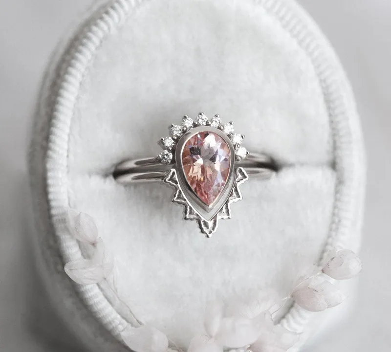 Beylee Pear Morganite Ring Set view 9
