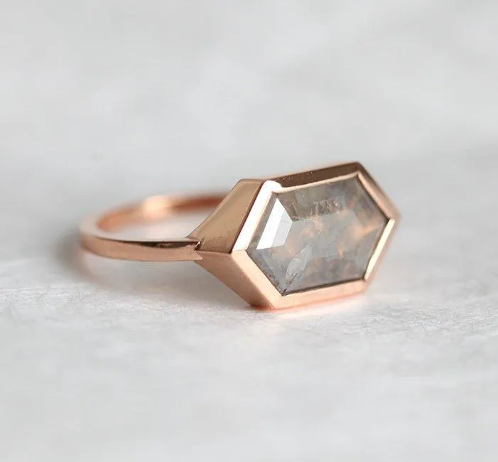 Bianca Hexagon Salt & Pepper Diamond Ring vy 5