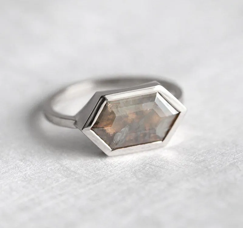 Bianca Hexagon Salt & Pepper Diamond Ring vy 8
