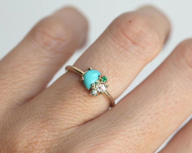 Birthstone Engagement Ring, Turquoise Ring vy 2