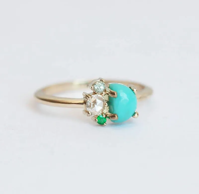 Birthstone Engagement Ring, Turquoise Ring vy 3