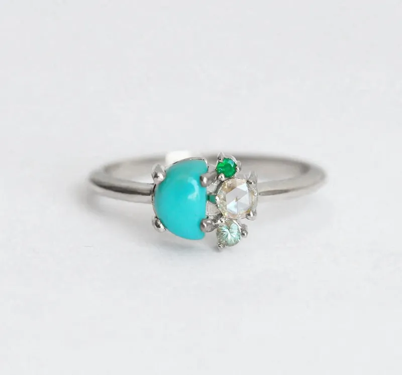 Birthstone Engagement Ring, Turquoise Ring vy 7