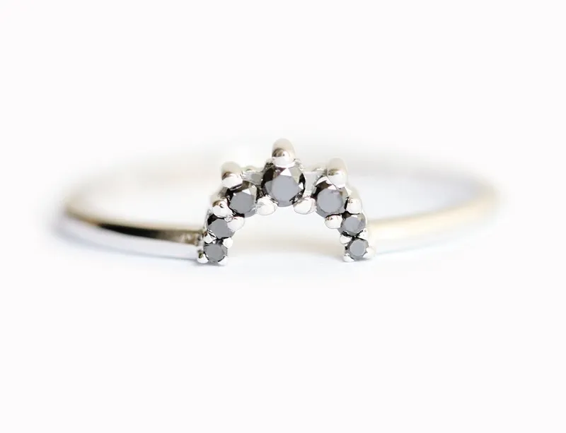 Black Diamond Crown Ring, Black Diamond Wedding Band view 2