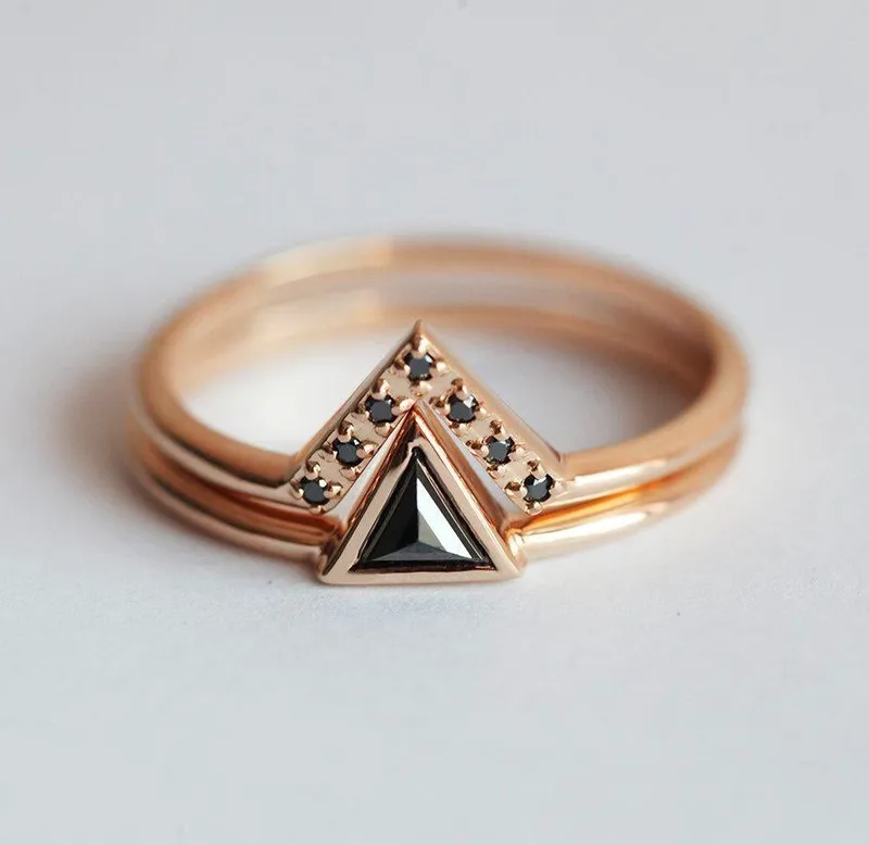 Black Diamond Ring, Black Diamond Wedding Ring Set view 6