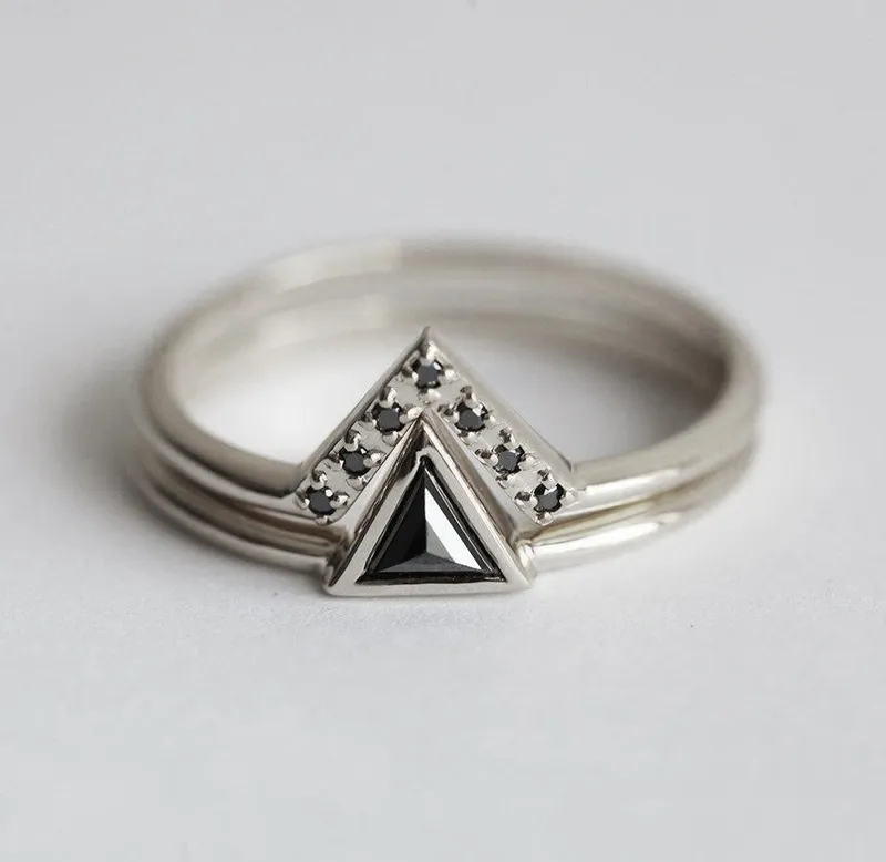 Black Diamond Ring, Black Diamond Wedding Ring Set view 7