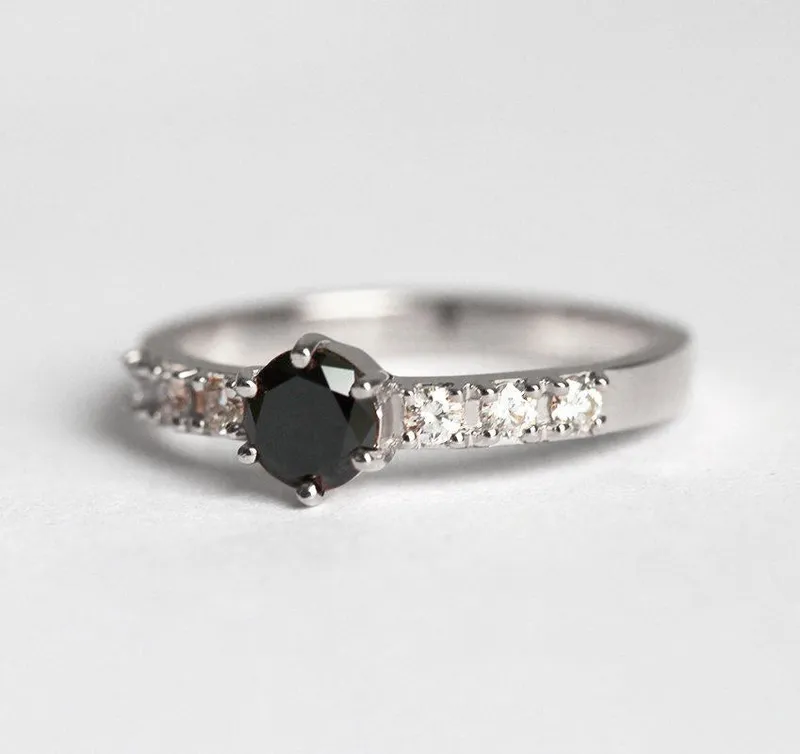 Black Diamond Ring, Rose Gold Ring view 9