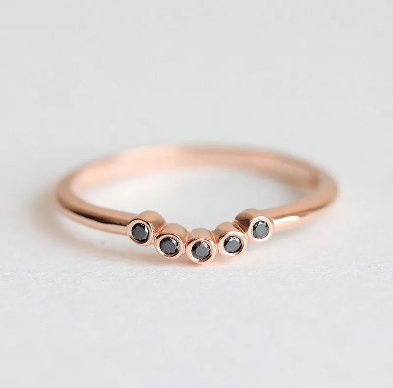 Black Diamond Ring, Wedding Band vy 2