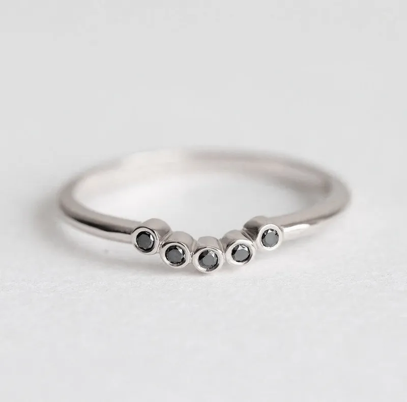 Black Diamond Ring, Wedding Band vy 4