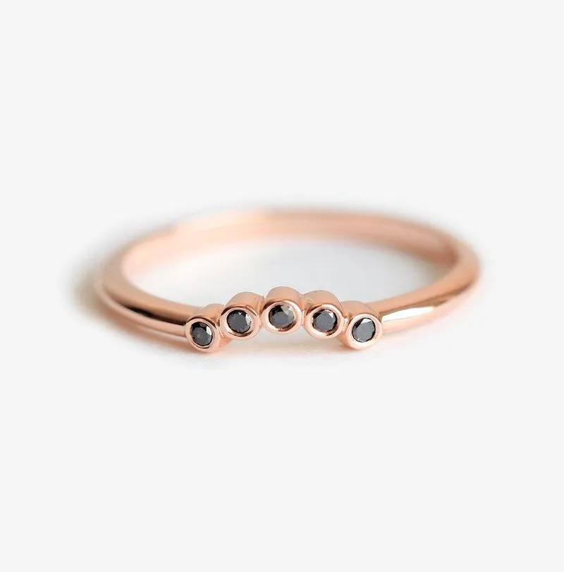 Black Diamond Ring, Wedding Band diamond round cut engagement ring