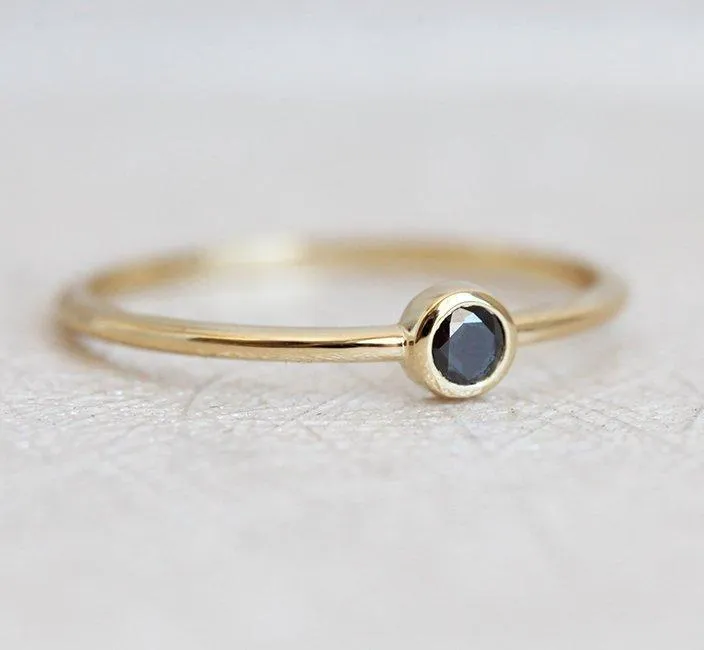Black Diamond Solitaire Ring view 2