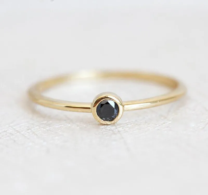 Black Diamond Solitaire Ring diamond round cut engagement ring