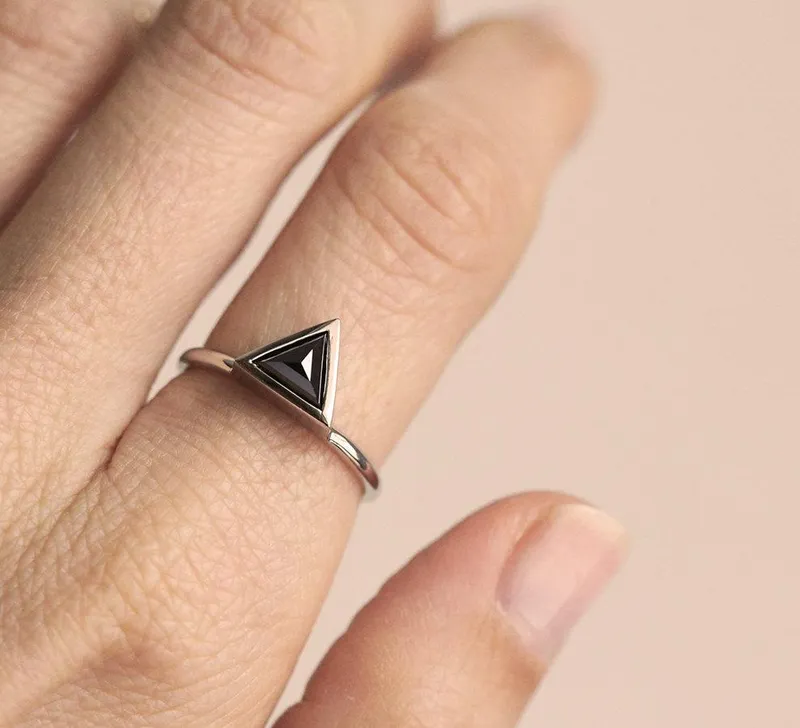Black Engagement Ring, Black Diamond Ring vy 2