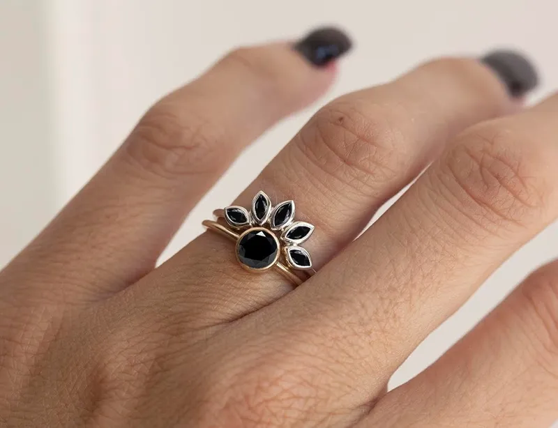 Black Wedding Band, Black Wedding Ring vy 2