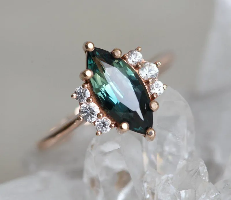 BLAKE TEAL SAPPHIRE DIAMOND RING view 10