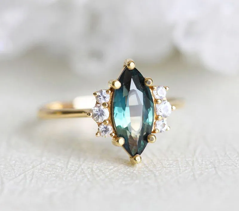 BLAKE TEAL SAPPHIRE DIAMOND RING view 11
