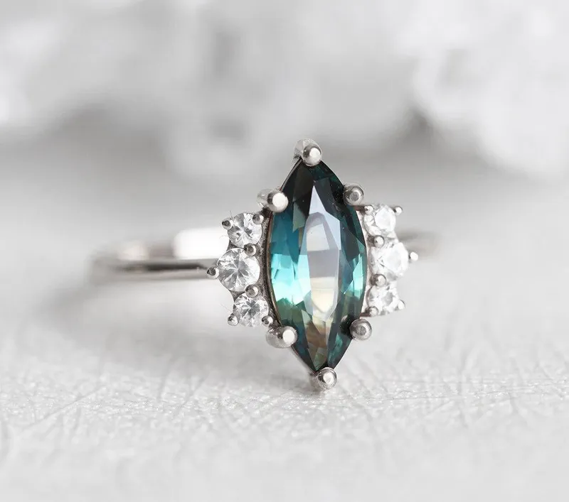 BLAKE TEAL SAPPHIRE DIAMOND RING view 12