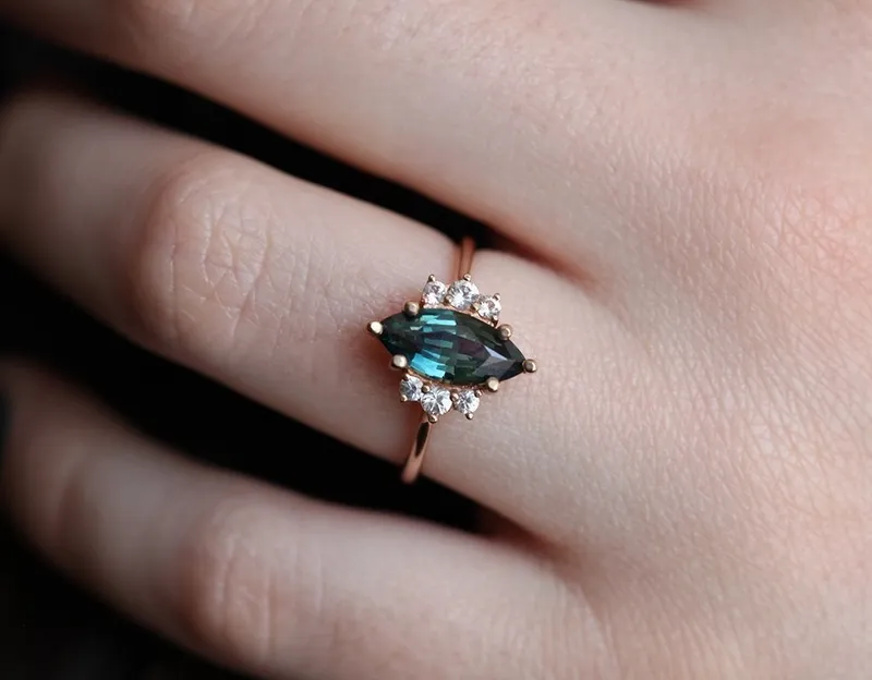 BLAKE TEAL SAPPHIRE DIAMOND RING view 2